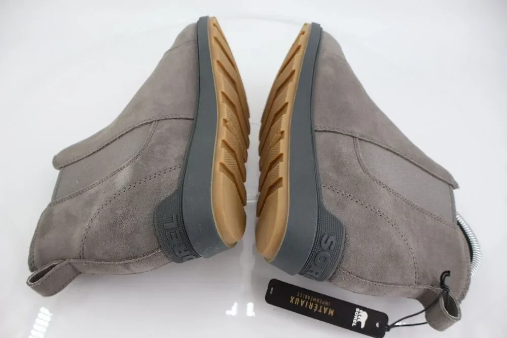 Sorel Womens Evie Boots Size 9.5 Gray Suede Low Wedge Winter Casual Zip Booties